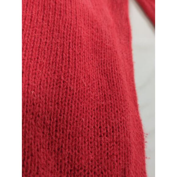 VTG Work In Progress Hong Kong Red Sweater Beaded Leather Heart 80s M - Picture 11 of 13